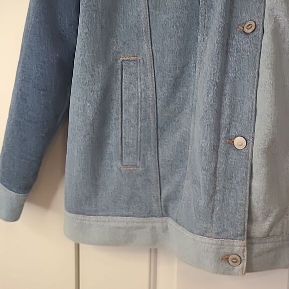 Hollister Patchwork Sherpa Lined Denim Jean Jacket Button Down Size L - Picture 4 of 13